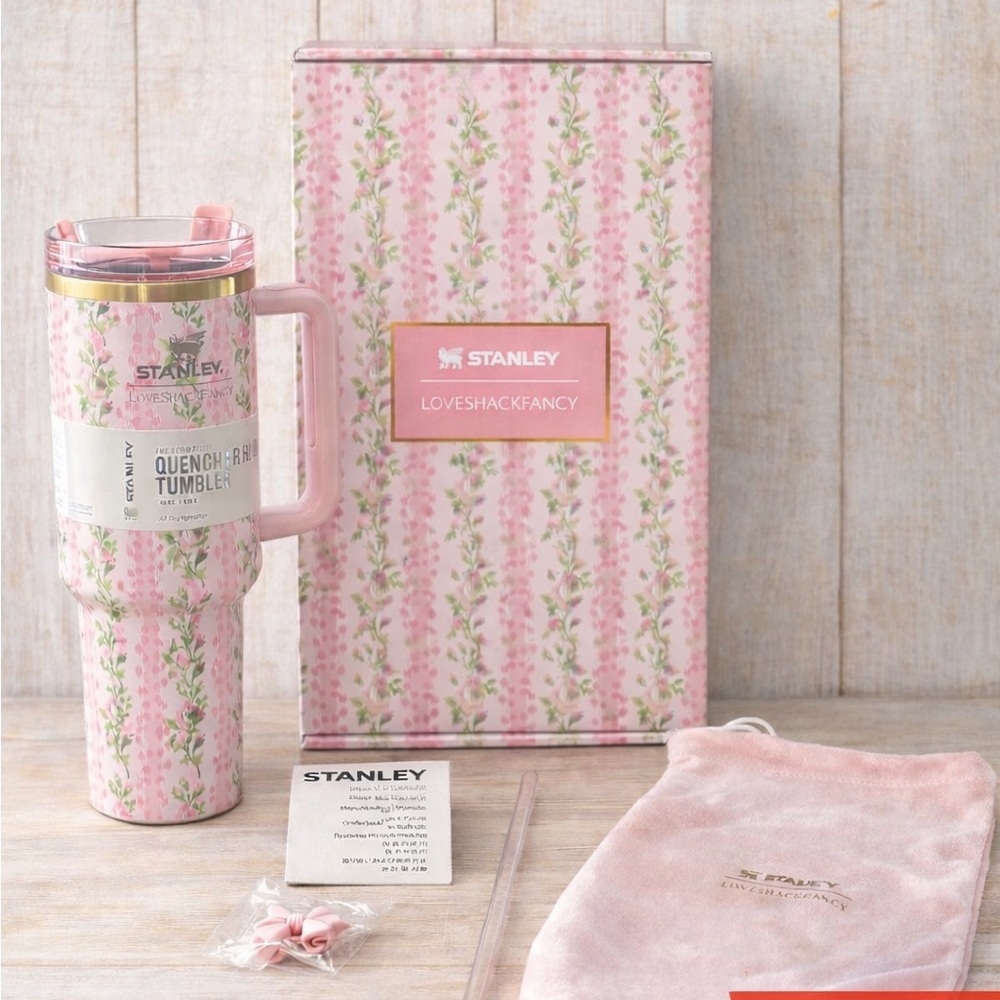 40oz. Stanley Pink Floral Quencher Tumbler with Handle